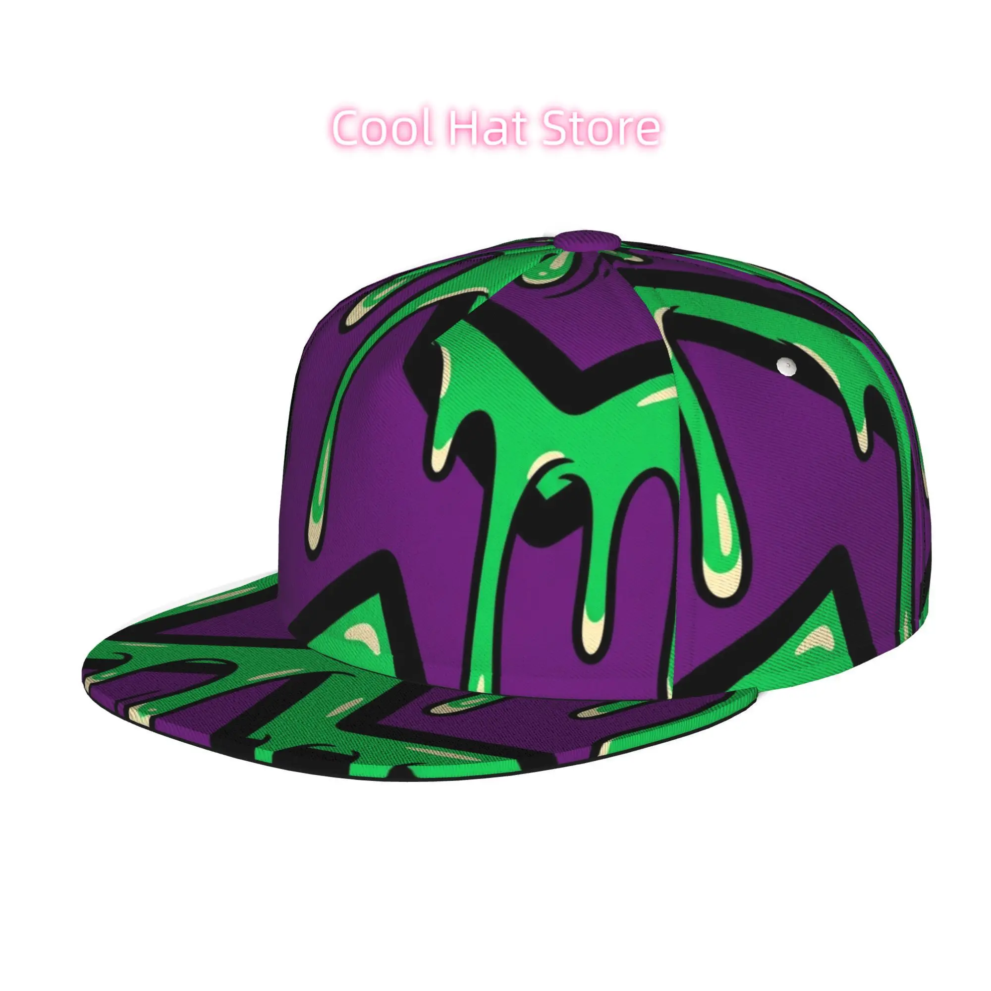 Men's and Women's Baseball Cap, Abstract Dripping Letter Art Adjustable Snap-on Brim, Flat-top Design - Suitable for Casual Outd