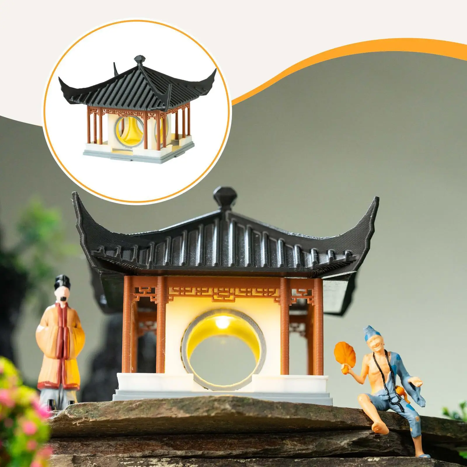 

Миниатюрная фигурка пагоди, украшение для террариума, встроенная система освещения, универсальный сказочный сад, декор для горшка, декор для аквариума