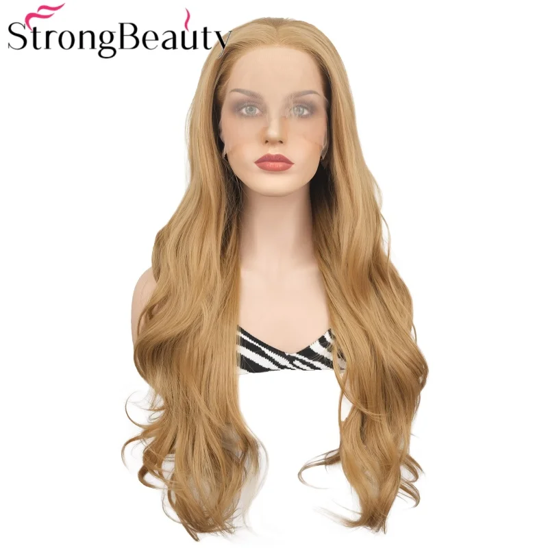 

StrongBeauty Long Lace Front Golden Wavy Wig Synthetic Women Wigs Heat Ok Hair