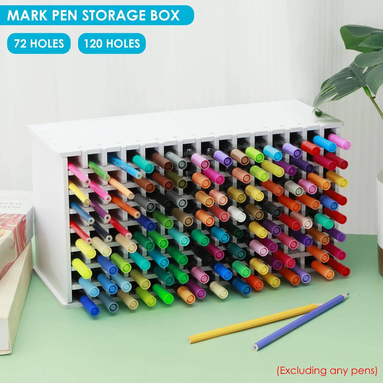 Marker Storage Organizer 72/120 Slots Marker Holder Organizer for Desk Plastic Marker Organizer with Removable Divider