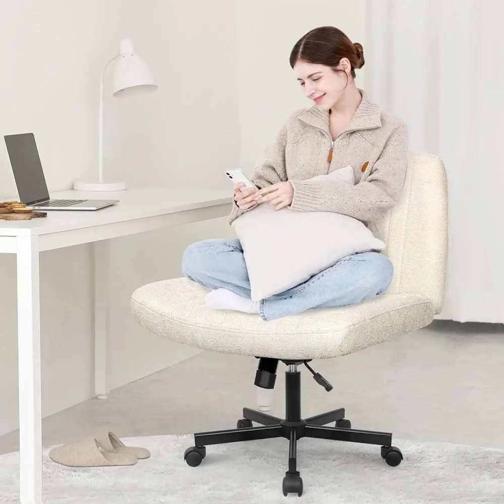 مصنع برتقالي متقاطع كرسي عجلات واسعة متقاطعة أرجل مكتب مكتب الغرور كرسي مريح النسيج بدون ذراع قابل للتعديل قطب ل Ho