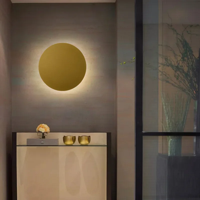 Modern Round Wall Lamp Bedroom Bedside Living Room Background Corridor Hallway Staircase Eclipse Light Led Sconce Lighting