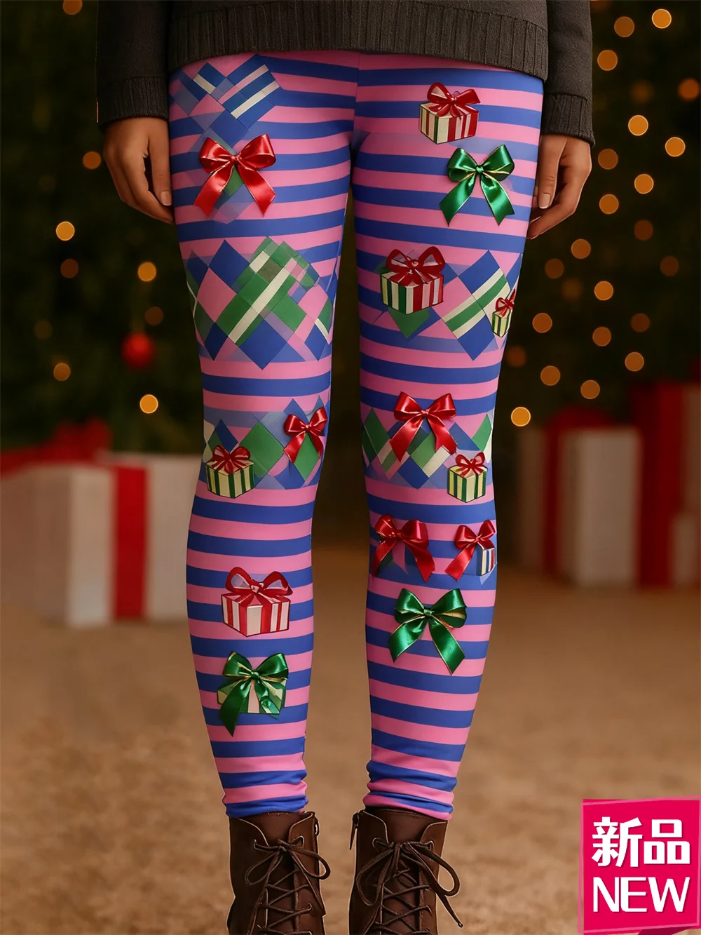 여성용 크리스마스 패턴 탄성 레깅스 3D 프린트 패션 크리에이티브 Y2k 스타일 요가 바지 축제 야외 캐주얼 하이 웨이스트 팬츠
