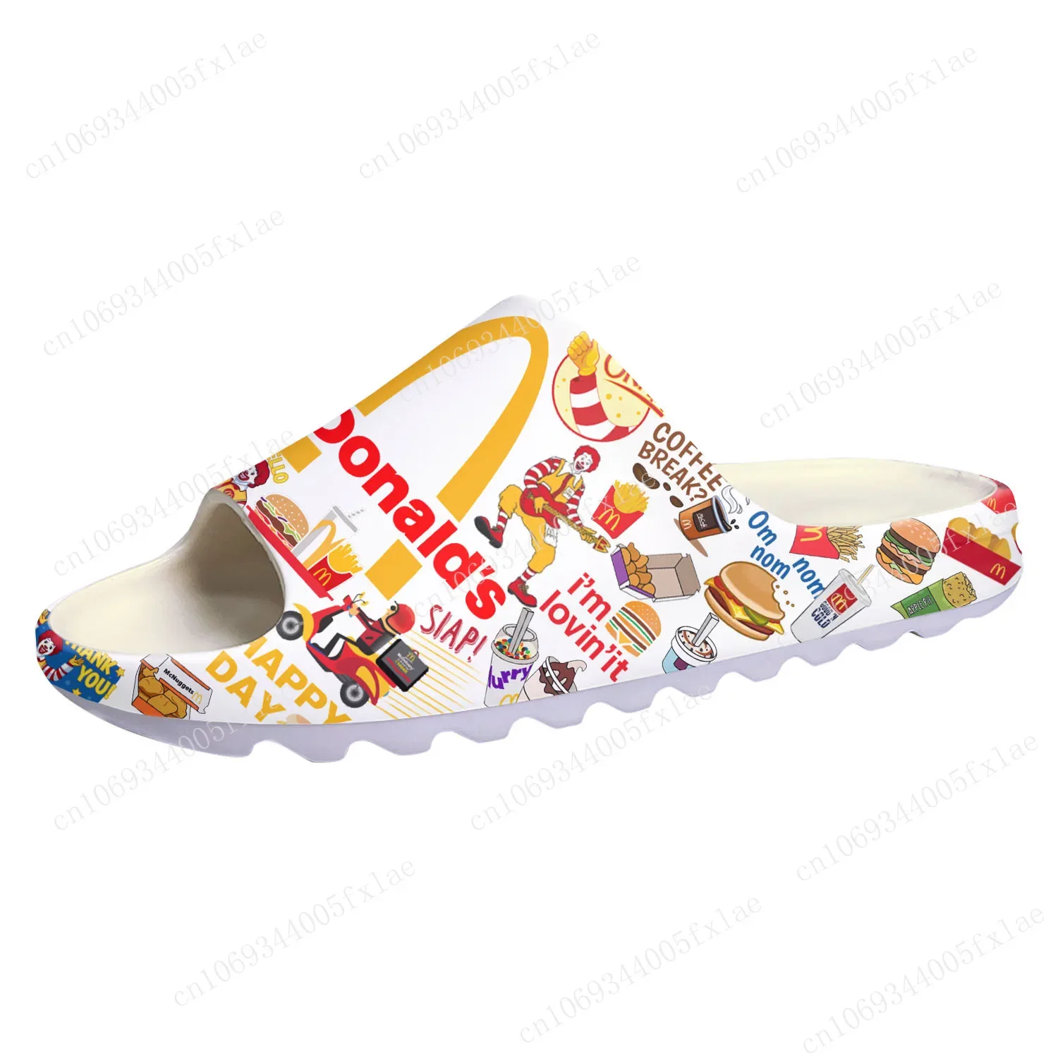 Mc-Donalds Printing Soft Sole Sllipers Home Clogs Step on Water Shoes Mens Womens Teenager Bathroom Customize on Shit Sandals