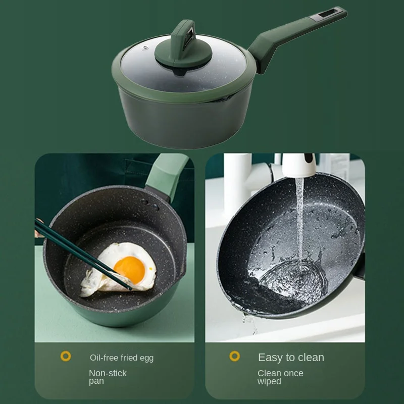 1.9L Nonstick Sauce Pan Small Soup Pots for Cooking Sauce Pot with Lid Suitable for All Stoves Milk Pot Pan W Anti-scald Handle