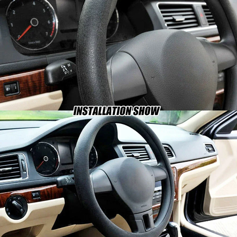 Steering Wheel Cover Compatible With 14 16 Inch Diameter Wheels Silicone Non Slip Material With Leather Texture