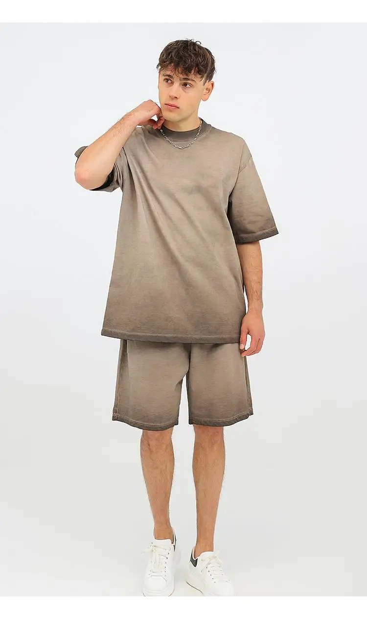 

260GSM Heavy Weight Gradient Washed T shirt for Men Women Cotton Loose O-Neck Oversized Tee Men's Korean Y2k Tops Casual Vintage