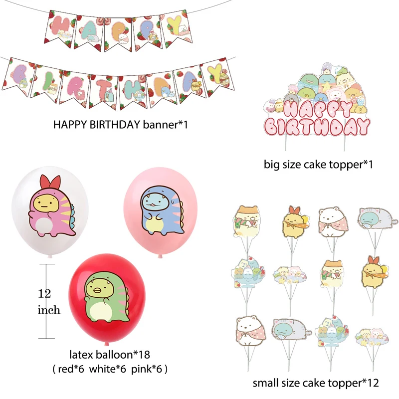 Eliminating game Sumikko gurashi Birthday Party Decoration Latex Balloon 32 inch number Backdrop Banner Cake Topper Baby Shower image 3