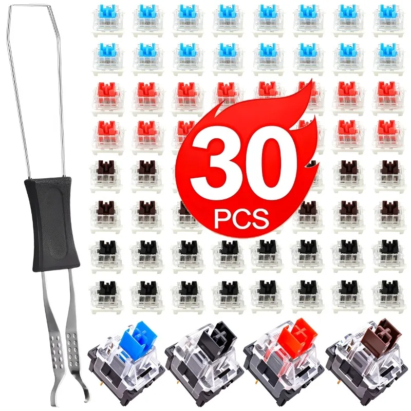10/20/30PCS DIY Mechanical Keyboard Switches Blue Red Brown Color Replacement Keyboards Clicker Keys for LED Gaming Keyboards