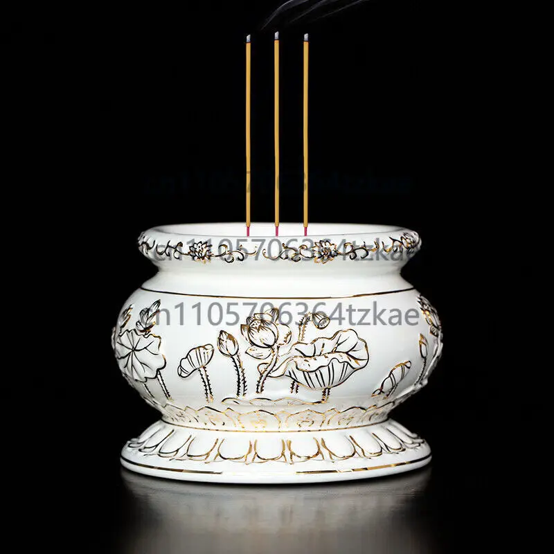 

Керамическая курильница 12,3 см для дома, в форме Будды и лотоса, для поклонения, буддийский декор