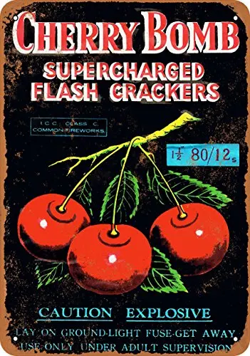 1pcs,Metal Sign - Cherry Bomb Supercharged Firecrackers - Vintage Look