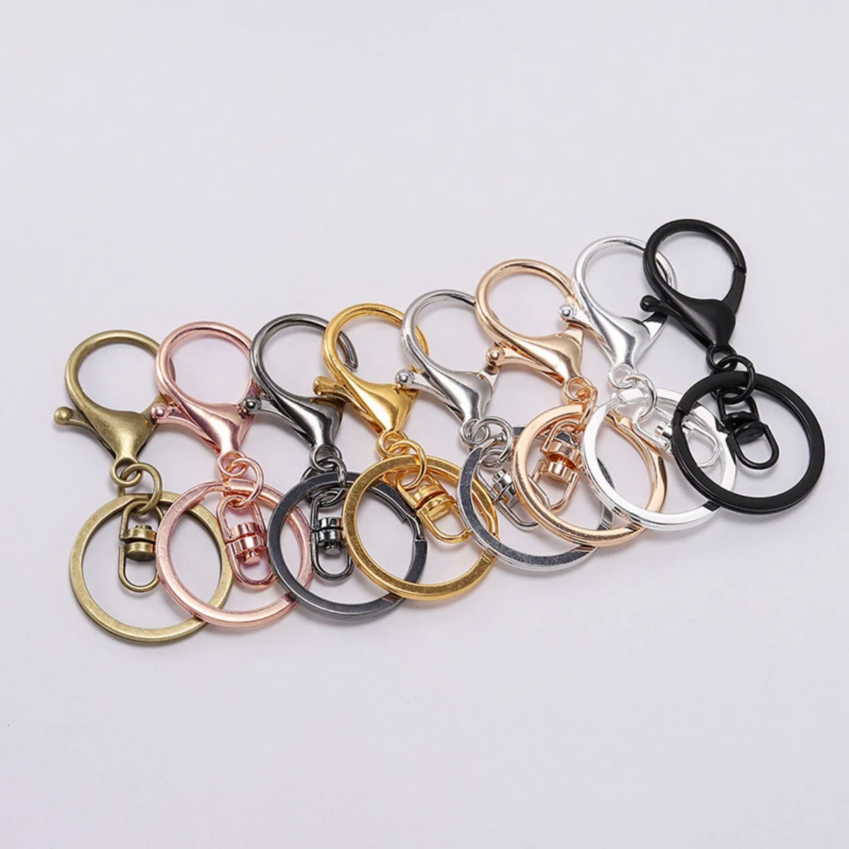5pcs Keychain Ring 30 mm Key Ring Long 70 mm Plated Lobster Clasp Key Hook Chain Keychain Split Key Ring Jewelry Making Supplies