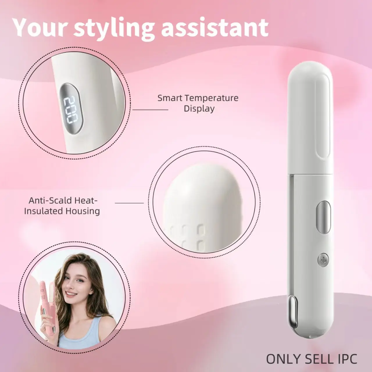 2-in-1 hair straightener, USB rechargeable portable hair straightener, suitable for women's travel and family salons 2