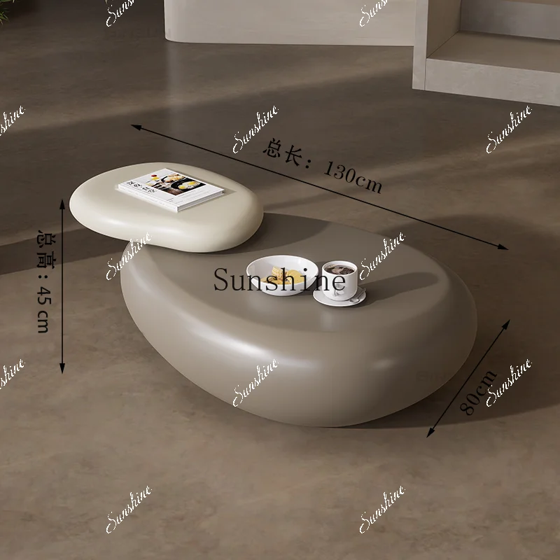 

Cobble rotating coffee table living room cream wind movable high sense art FT