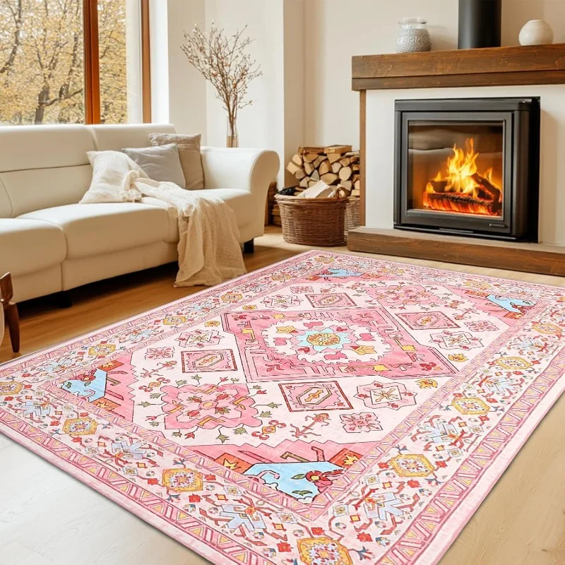 

Light Luxury Living Room Carpet Floral Print Large Area Bedroom Rug Home Decoration Bright Color Soft Coffee Table Mats 러그 Tapis