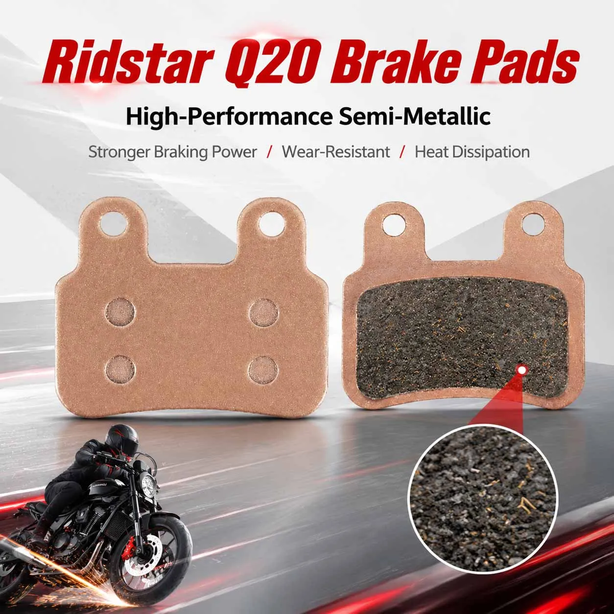 High Performance Semi-Metallic Brake Pads for Ridstar Q20 Pro H26 Pro Electric Bike Hydraulic Disc