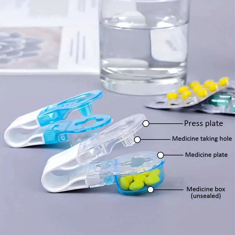 صندوق حبوب مدمج متعدد الوظائف مكون من 3 قطع - آلية توزيع أوتوماتيكية، مقبض مريح، قفل أمان | ,