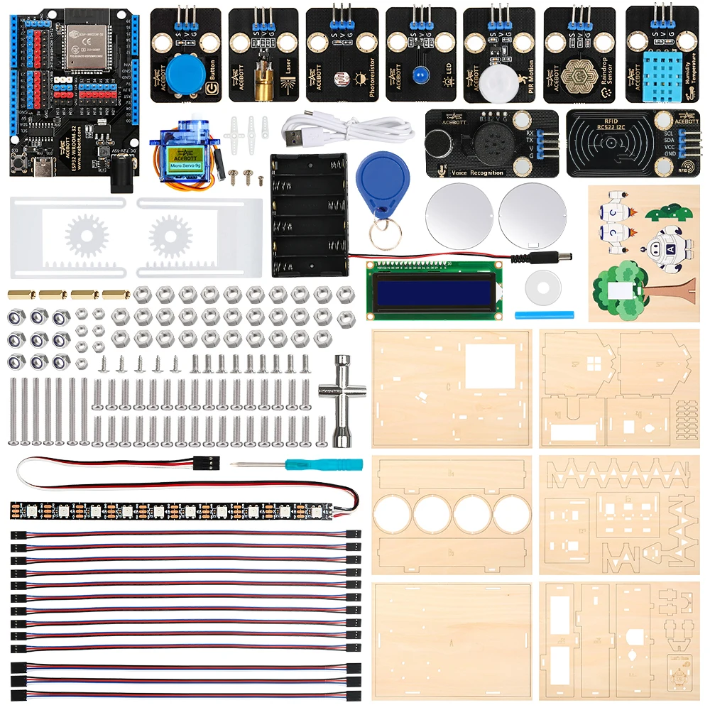 

ACEBOTT DIY Smart Home Kit for Arduino Kit Robot Starter Automation Projects Wooden House Learning Kit for ESP32