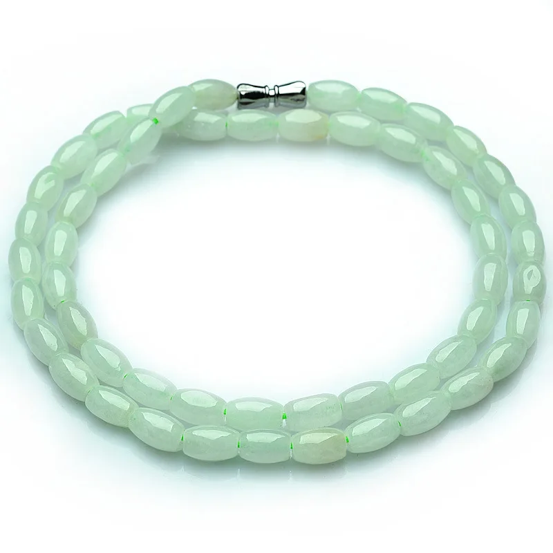 

Waxy Kinds Jadeite Necklace Beads Loose Spacer Bead as Right as Rain Jade Chain for Women Lanyard