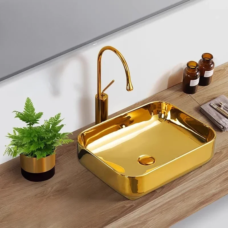 

European wash basin beauty club family golden wash basin washbasin on the balcony bathroom wash