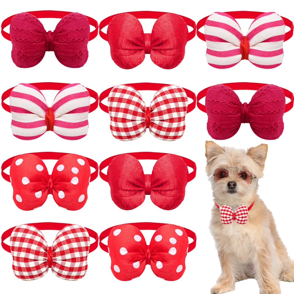 20/40PCS Adjustable Red Style Dog Bowties Neck Accessories For Dogs and Cats Necklaces New Year Pet Grooming Accessories