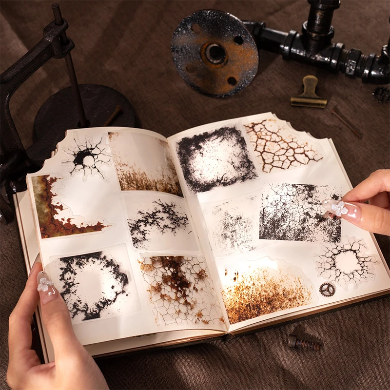 Journal GO 20pcs Creative Scrapbooking Sticker Mottled Rust Cracking Journaling Supplies Planner Decorative Stationery Sticker