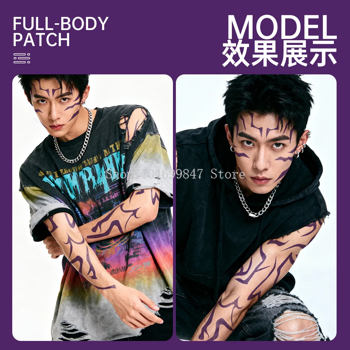 8PCS KPop Dämon Jäger Cosplay Requisiten Temporäre Tattoo Set Rumi Jinu Muster Geburtstag Party HUNTR/X Saja Jungen haloween Tattoos