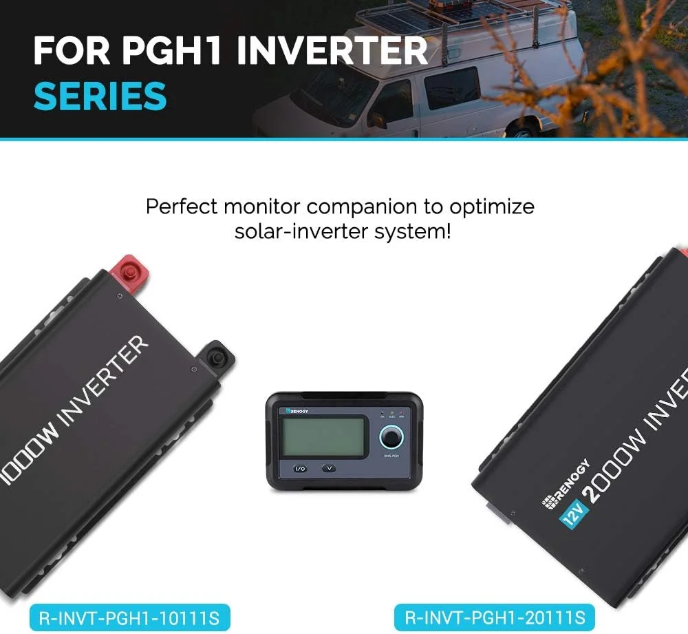 Renogy Inverter Monitor High Precision Remote Meter Smart Inverter Control Display Compatible with PGH Series