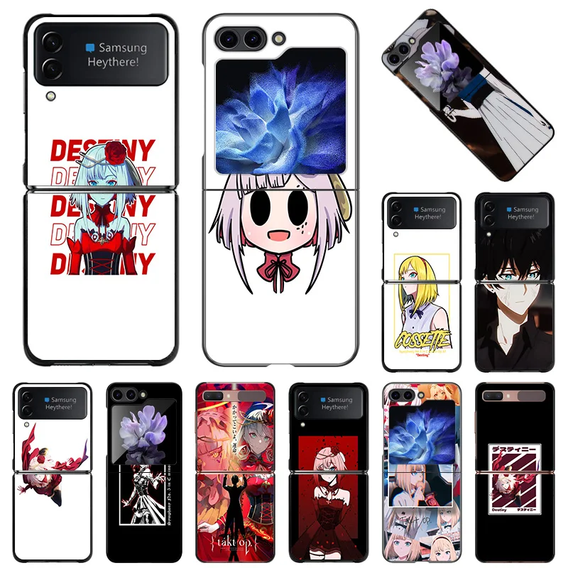 For Samsung Galaxy Z Flip6 Flip5 Flip3 Flip4 Anime Takt op. Destiny Hard Black Shockproof ZFlip6 5G ZFlip Phone Shell Case Cover