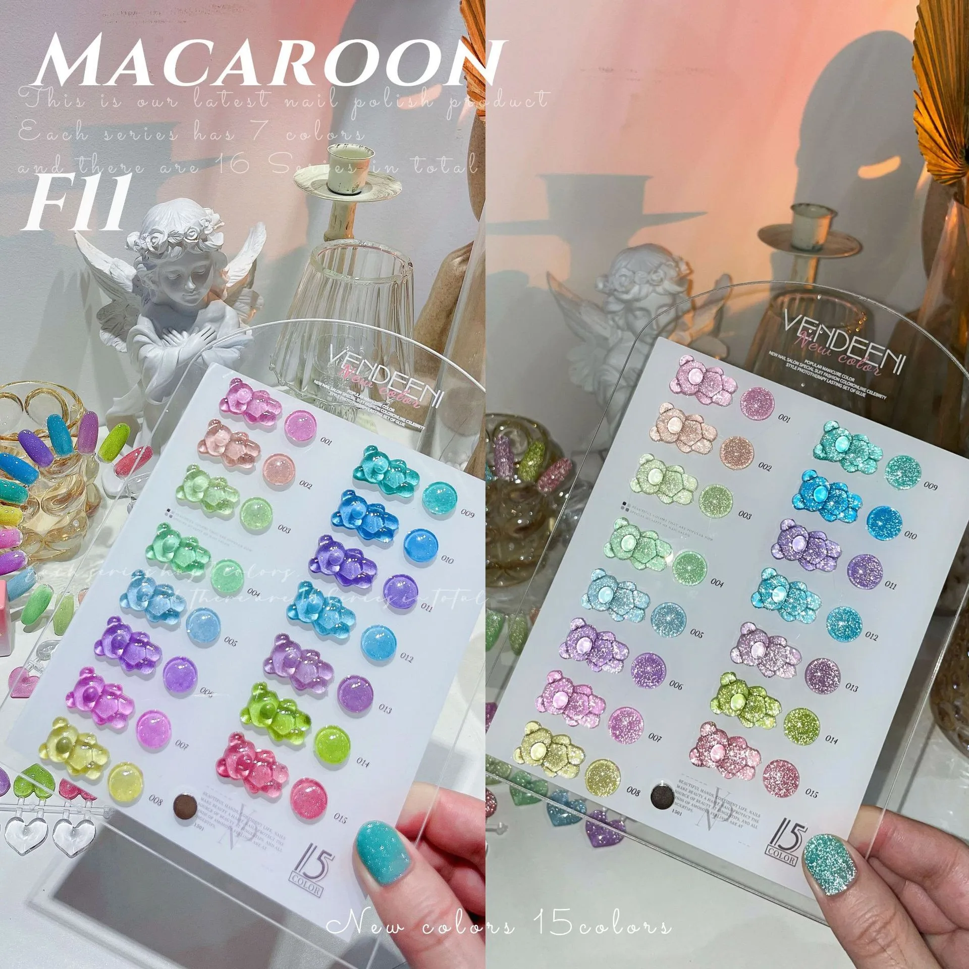 

Vendeeni, хит продаж, 15 цветов, набор флэш-гель-лаков для ногтей, супер блестящий светоотражающий диско-гель, TPO HEMA, бесплатный блестящий гель-лак со звездами