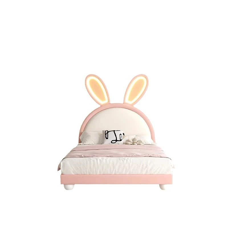 

Girl princess bed, pink girl, simple single bed, solid wood bedroom