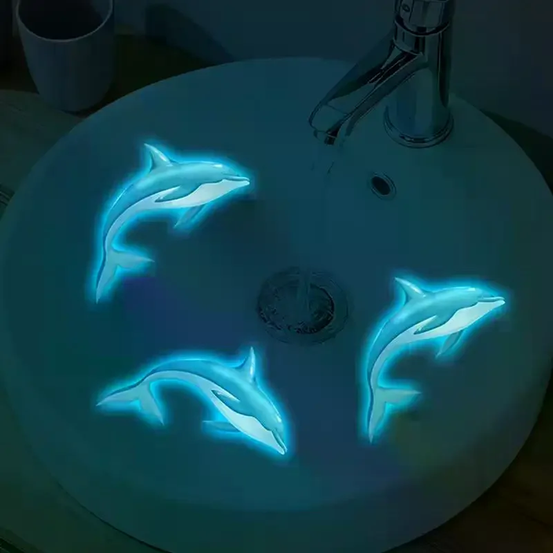 Glow-In-The-Dark Dolphin Sticker Luminous Decal Self-Adhesive Removable Bathroom Sink Stickers Wall Stickers Car Decals