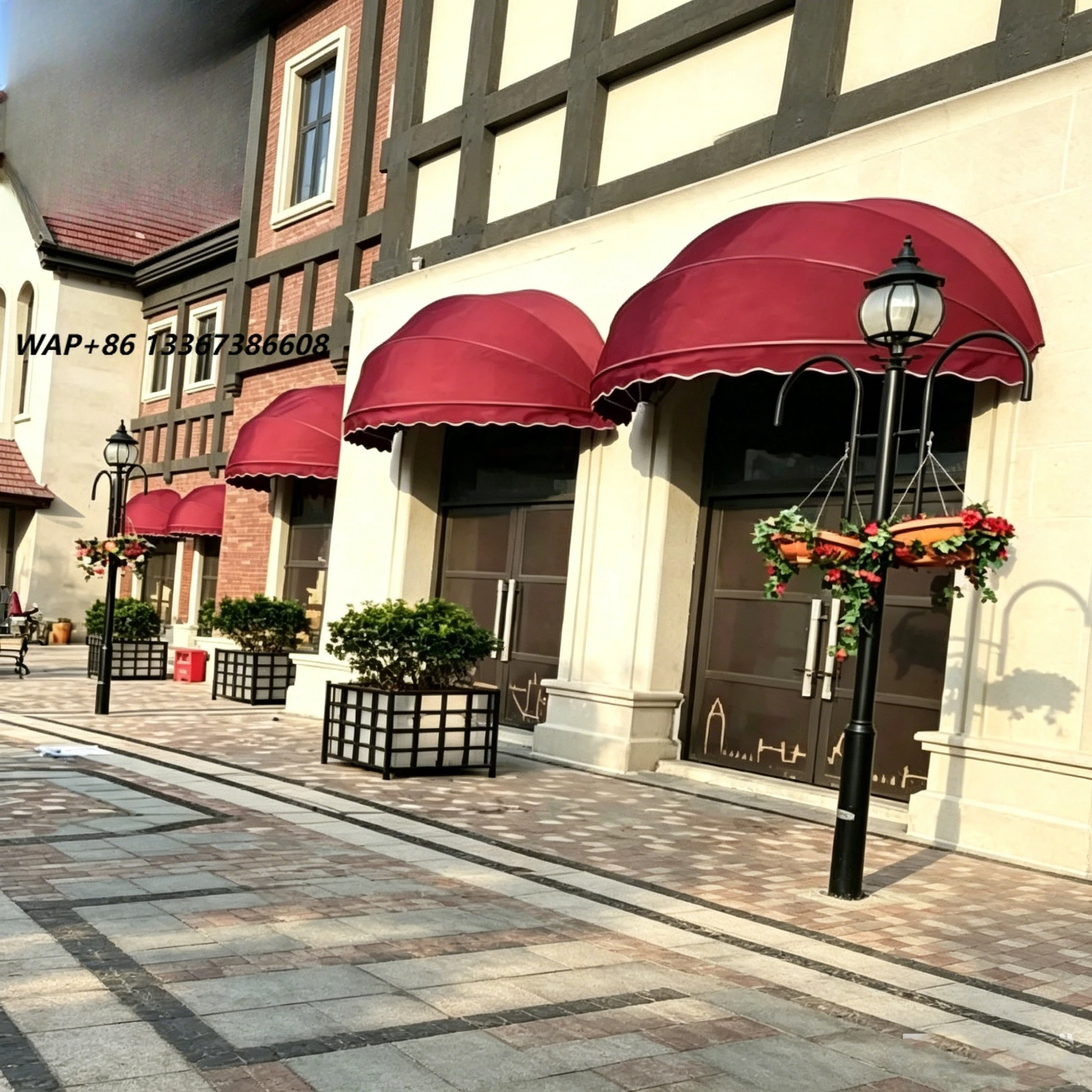 Aikeli Modern Aluminum Alloy Manual Commercial Street Decorative Sun Rain Canopy Shop Front Awnings