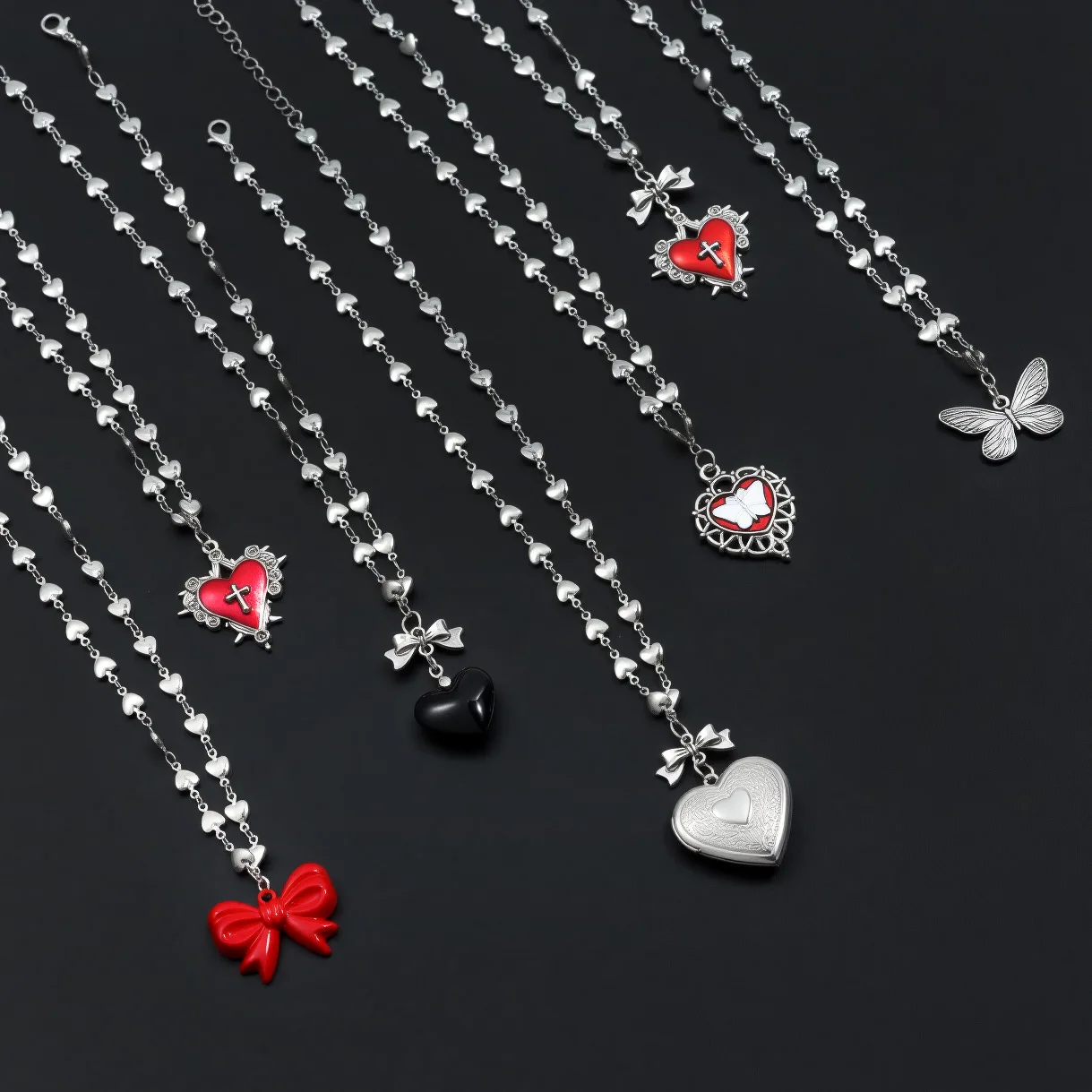 Y2K retro cross bow love box necklace, talisman necklace, star necklace that brings good luck, Valentine's Day gift