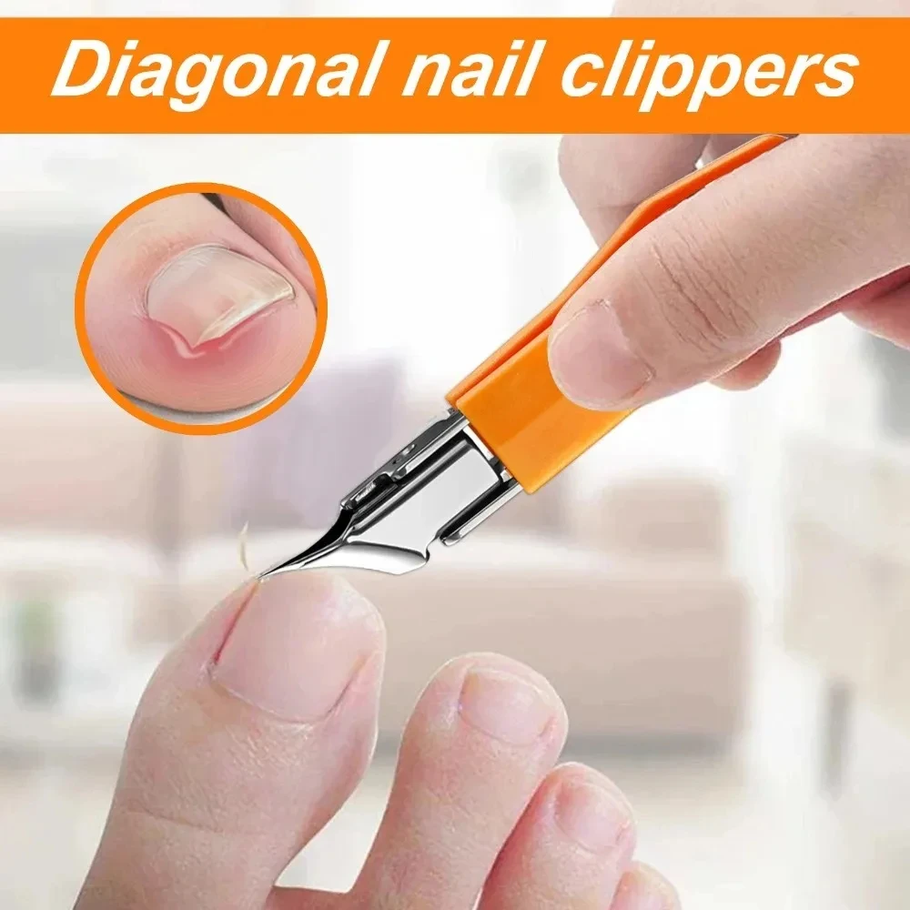 Stainless Steel Slant Edge Nail Clipper – 25° Angle, Wide Opening Eagle Beak for Thick or Curved Toenails