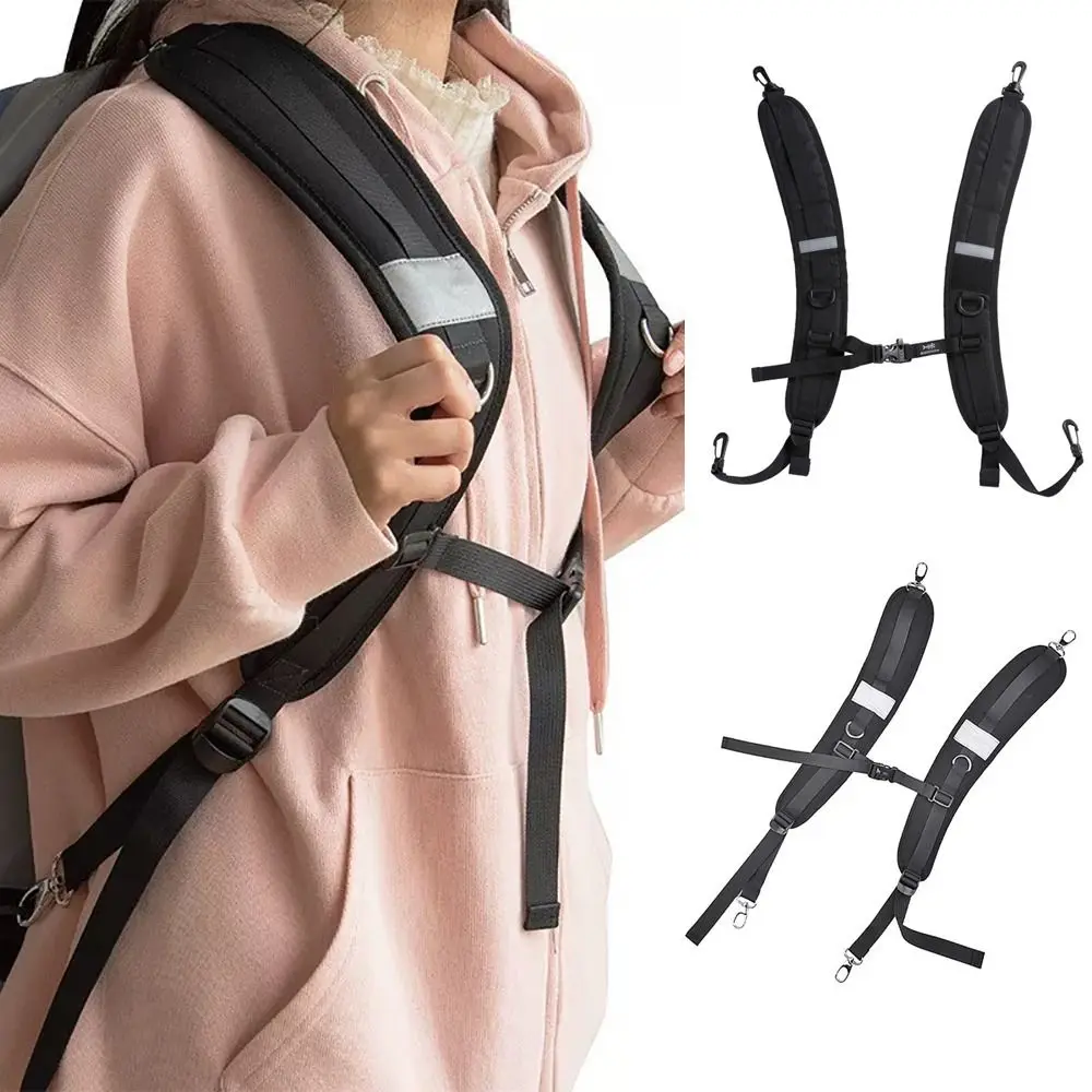 Neue schwarze Rucksackgurte Oxford-Stoff Stoßdämpfung Ersatzgurt Tasche Reparaturteile Klettern Wandern