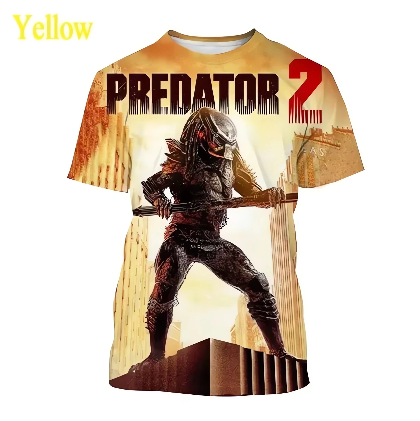 Horror Movie Predator 3D Printed men's Short Sleeved T-shirt Top Casual Round Neck T-shirt Oversized Loose Clothing Fashionable