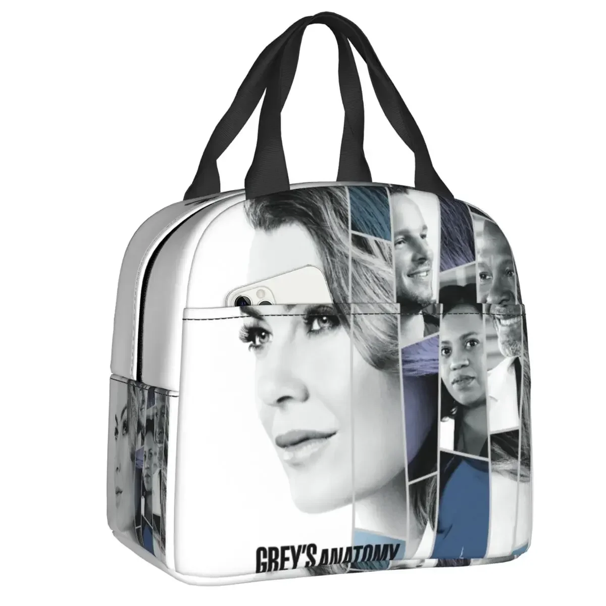 Cartoon Greys Anatomy Quote Collage Insulated Lunch Bag Reusable Thermal Cooler Insulated Lunch Box For Women Picnic Tote Bags