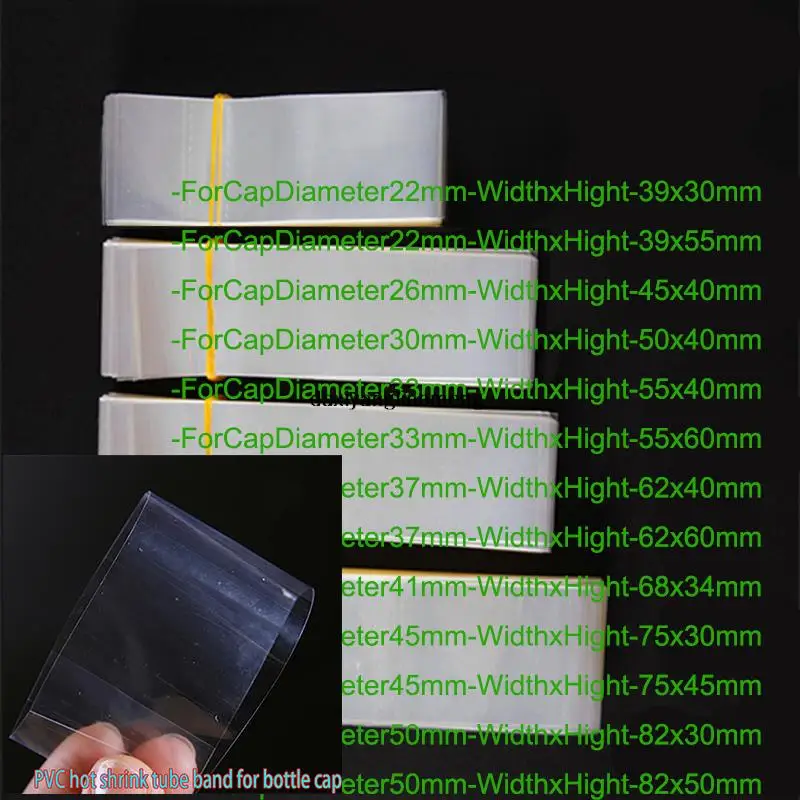 Transparente PVC Hot Shrink Wrap para DIY, Mangas Filme para Garrafa de Vidro Tampa, Boca Jar, Bandas de Vedação, Diâmetro X Altura, 400 PCs/Lot