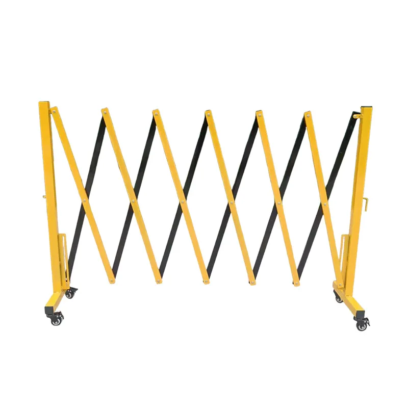 

Black and yellow iron telescopic fence mobile guardrail warning isolation guardrail