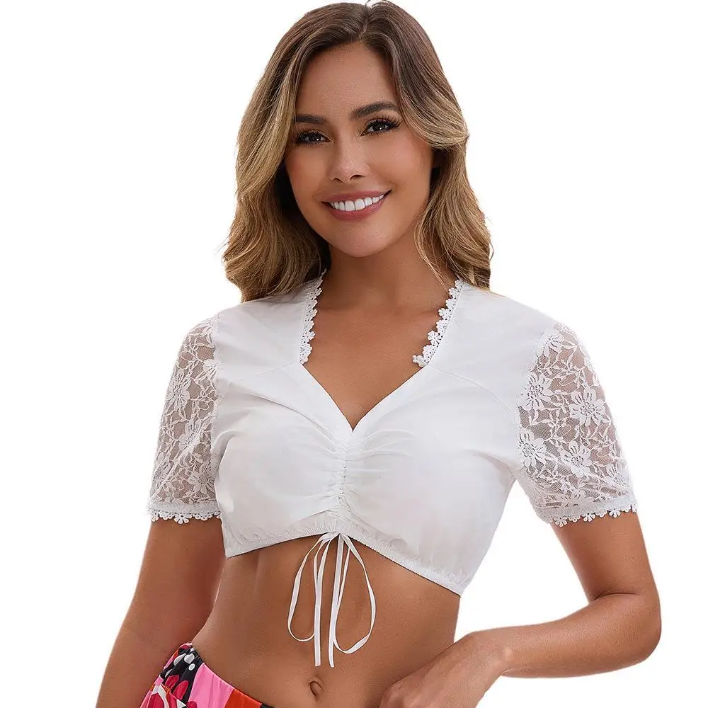 Sexy Lace Splice Ladies irt Ele Classic loween Beer Festival Top Women's Faion Spring PU Material KTV Dr