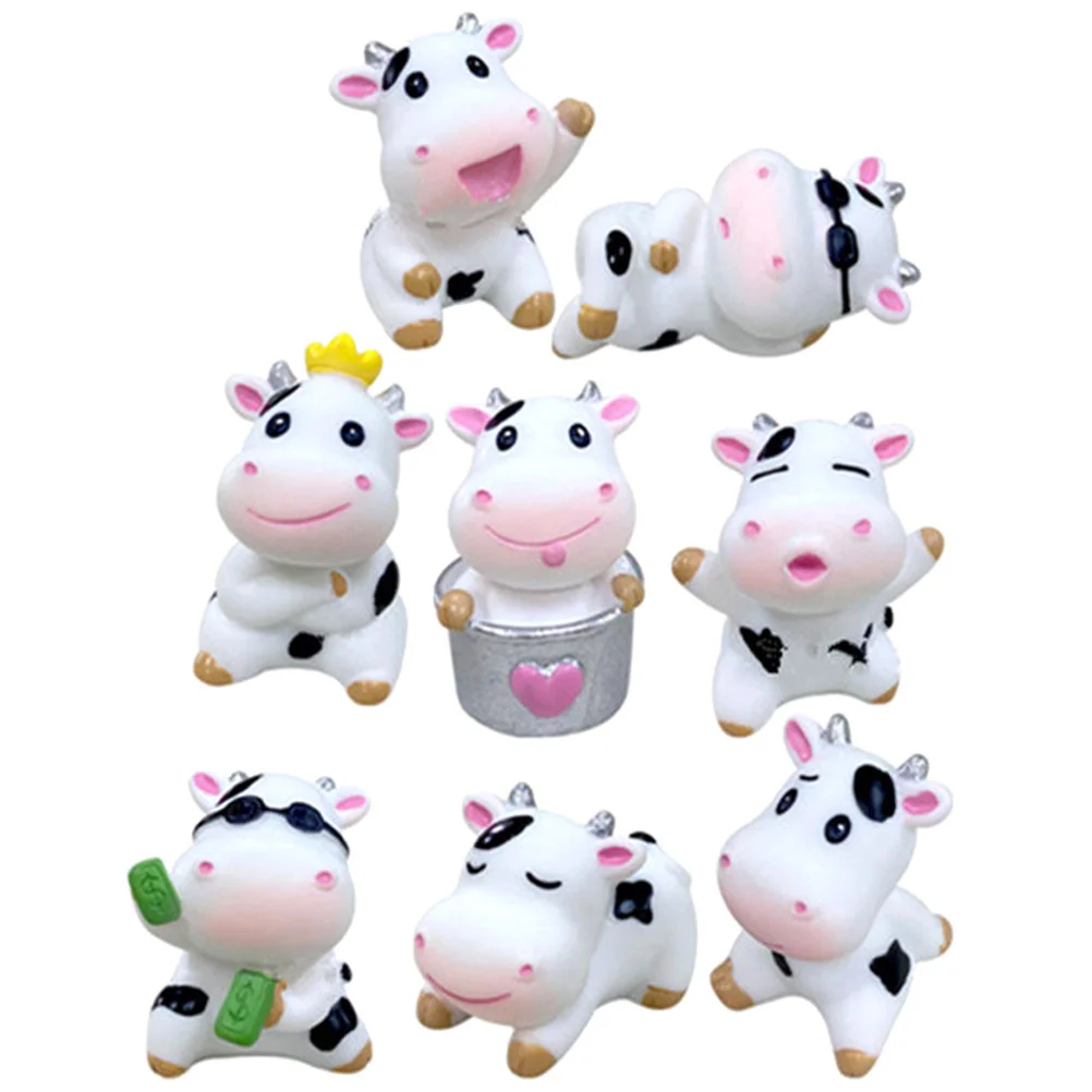 Miniture Decoration Ornaments Small Garden Crafts Resin Cow Miniature Figurines Tiny