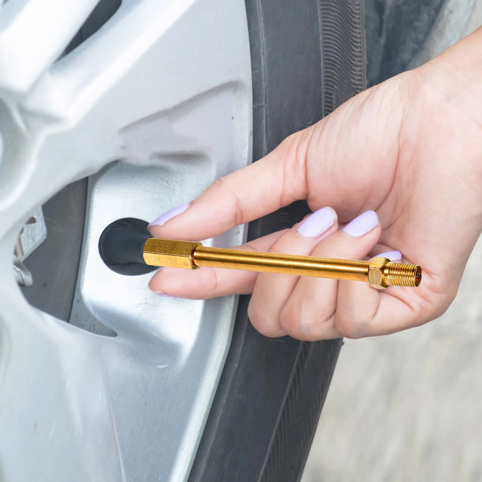 

Tire Valve Extension Brass Durable Easy Inflation Car Motorcycle Bike Valve Stem Extender Air Nozzle Extension Rod Reliable
