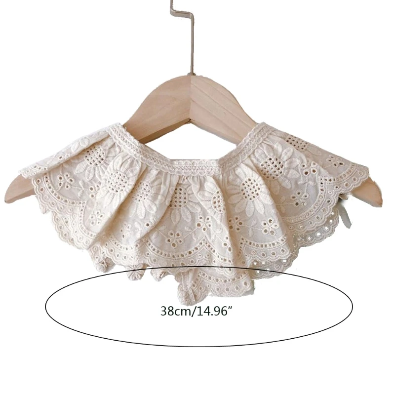 N80C Bavaglino carino per bambina, pizzo casual, colletto falso a pieghe decorative