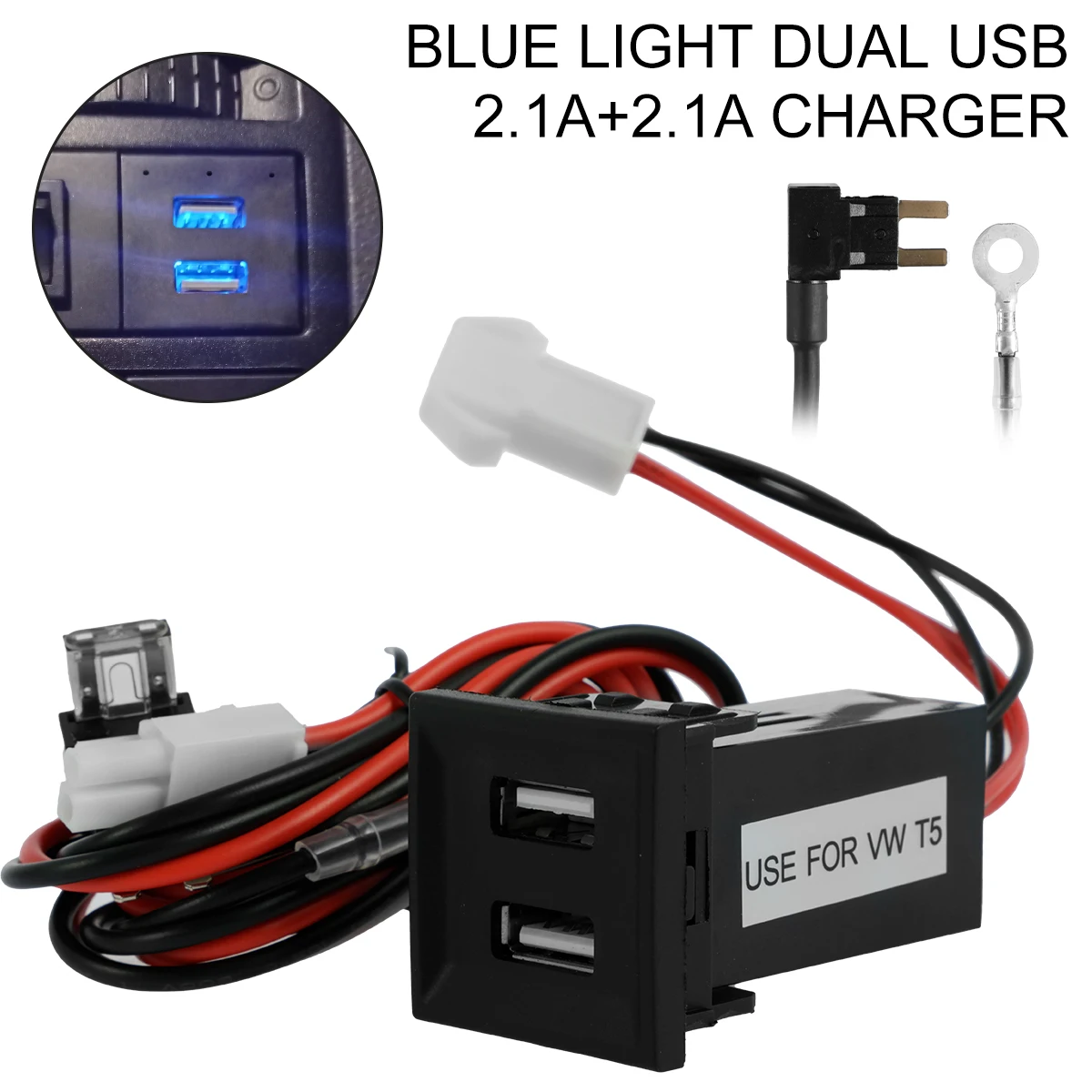 Dual-USB-Ladebuchse für Mobiltelefone, kompatibel mit der Steckdose T5 2003–2009, professionelle Autoladegerät-Steckdose