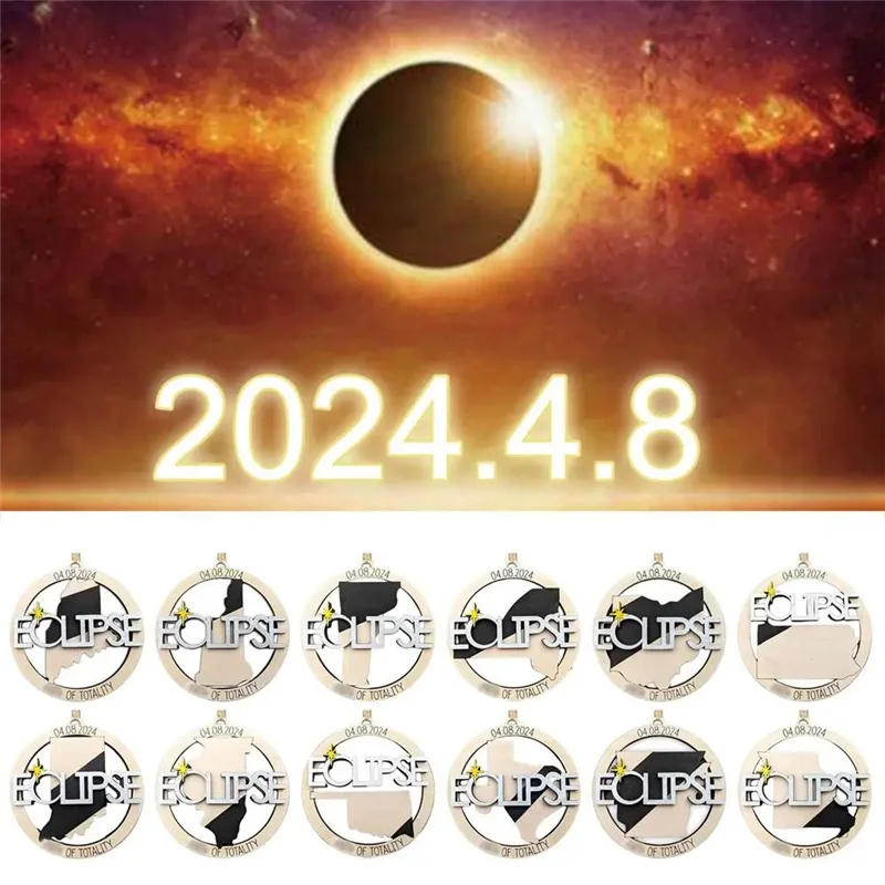 

Высокое качество солнечное затмение 2024, украшение, деревянное украшение на память, деревянное украшение для домашнего офиса, декор для любителей астрономии Easy T