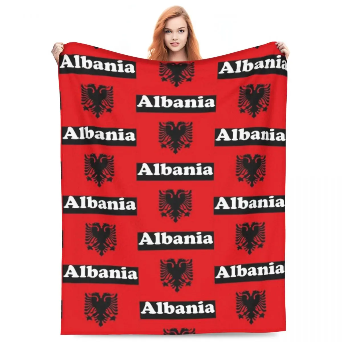 

Albania Flag Blankets Flannel Sofa Throw Blanket Multi-function Throw Blankets for Home Bedroom Travel Throws Bedspread Quilt