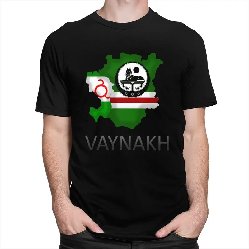 Custom Vaynakh Chechen Tshirts for Men Short Sleeve T Shirt Chechnya Flag Map T-shirts Slim Fit 100% Cotton Tees Gift