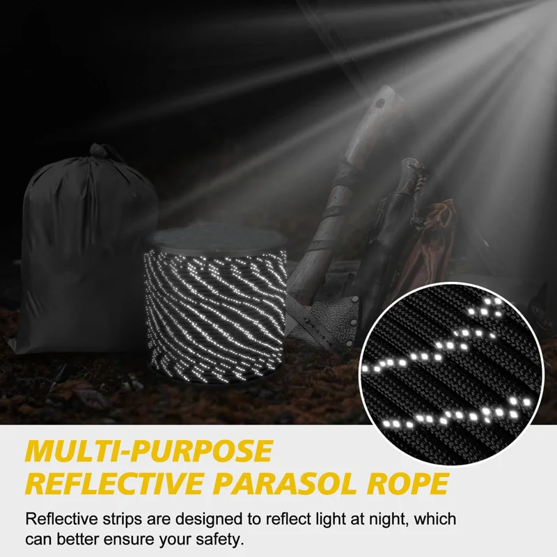 Reflective Paracord Rope,4MM 7 Strand Para Cords Lanyard Utility Parachute Cord for Tent Camping Hiking Survival Tactical DIY