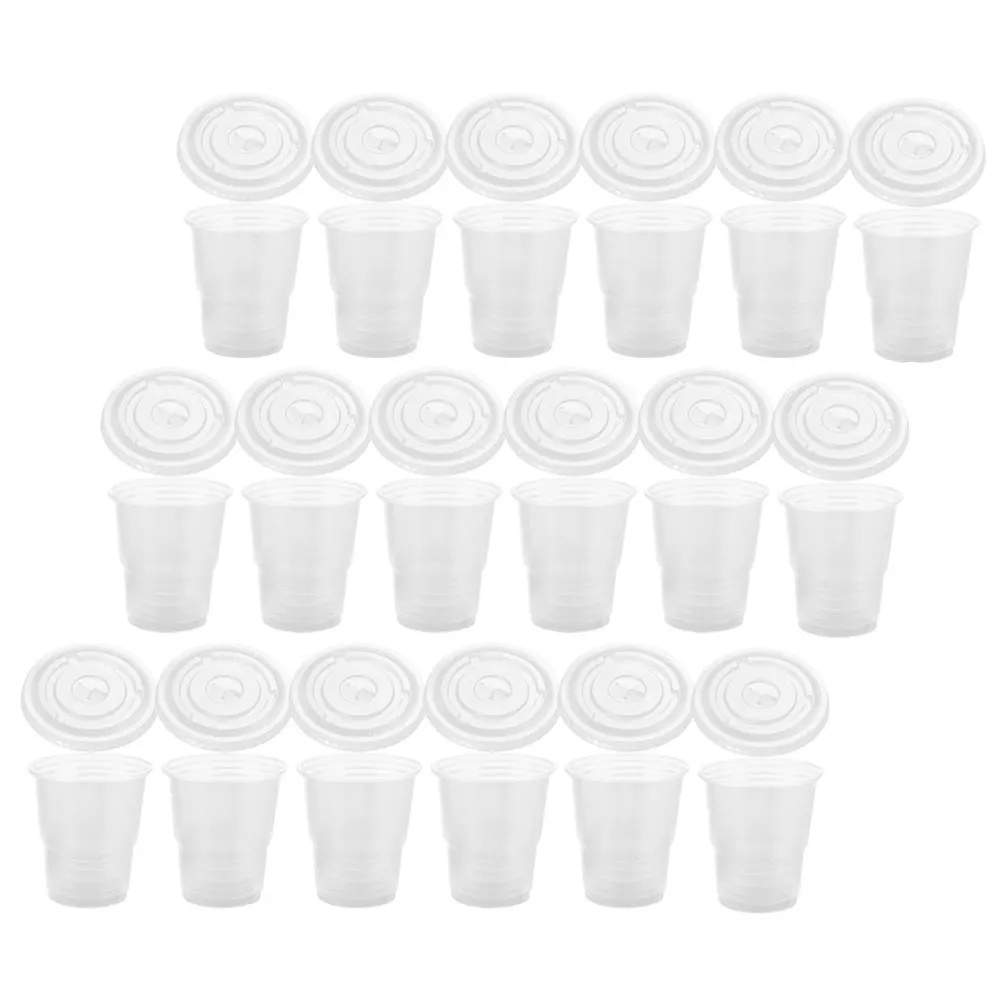 

50pcs Disposable Drink Cups Iced Coffee Clear Cups Lids Household Beverage Portable Plastic Storage Practical Use Wear